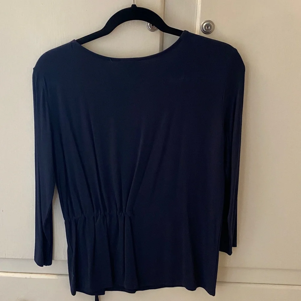 JCrew Navy Blue Drawstring Waist T-Shirt Blouse Top Size XXS